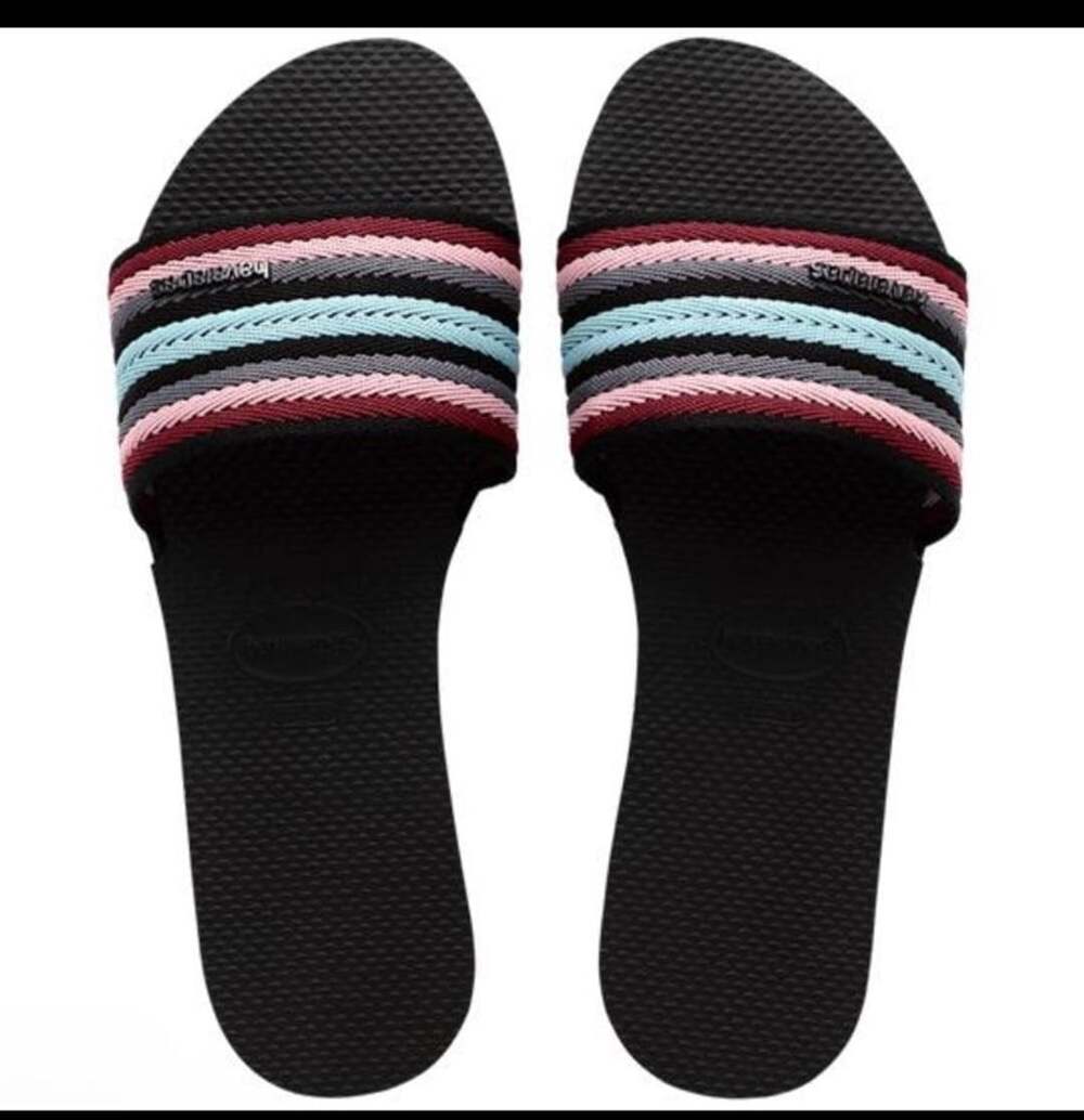 NWT Havaianas You Malta Mix Slide Sandals Size 9/10W Black Multicolor $42